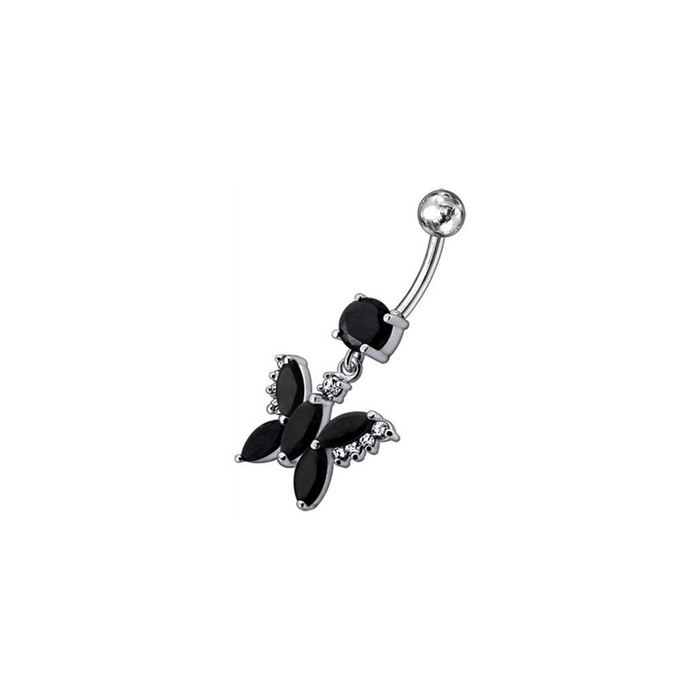 Jeweled Butterfly Dangling Belly Button Ring