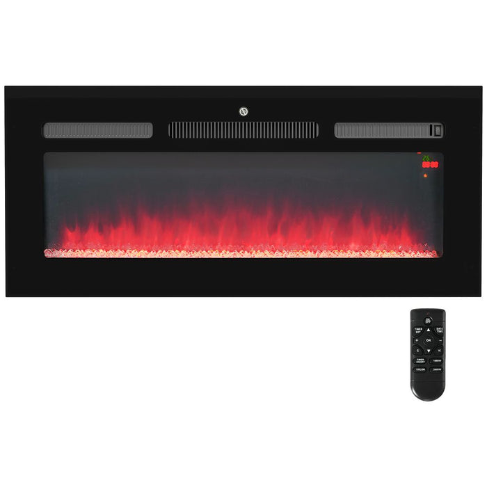 HOMCOM 102cm Electric Fireplace Recessed and Wall Mounted Electric Fire Black