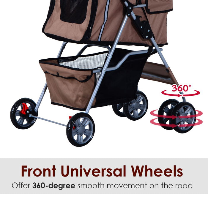 Deluxe Foldable Pet Stroller - Travel in Style with 4 Wheels - High Quality and Practical