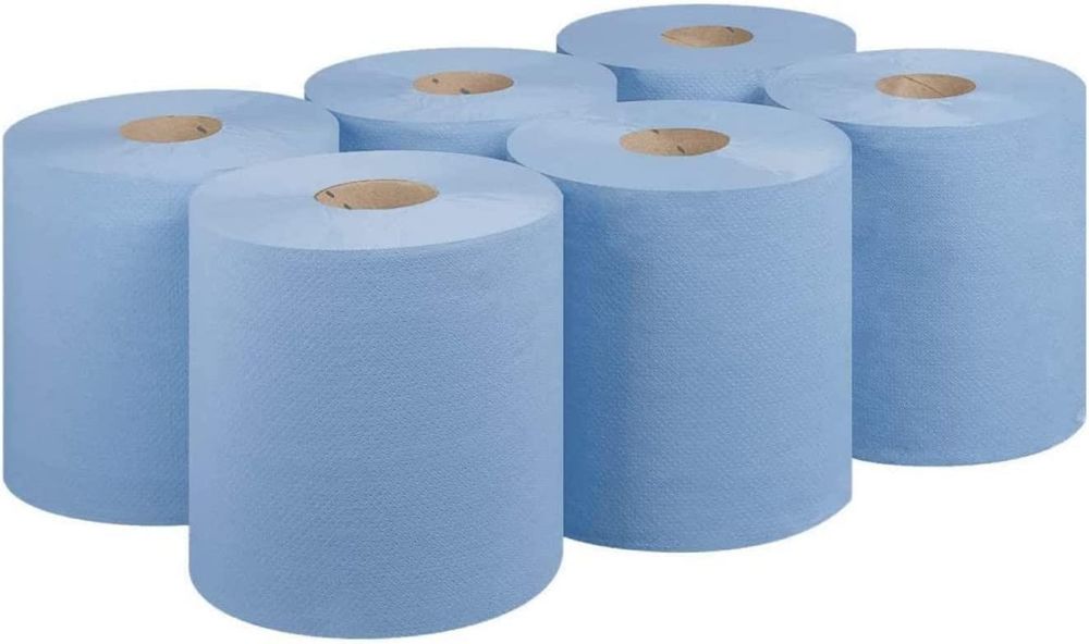 Aspect Centrefeed Blue Rolls (6 Rolls, Blue) | 2 Ply Embossed Paper Towels | Strong & Absorbent | Sustainable & UK Supplier | Perfect for Commercial & Kitchen Use