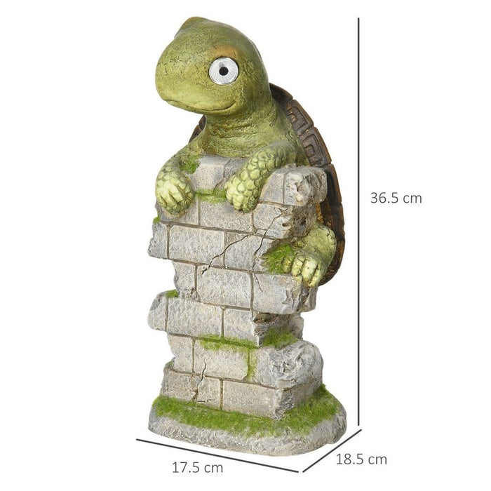 Vivid Tortoise Garden Statue w/ Solar LED Light - Outdoor Ornament, Weather-Resistant