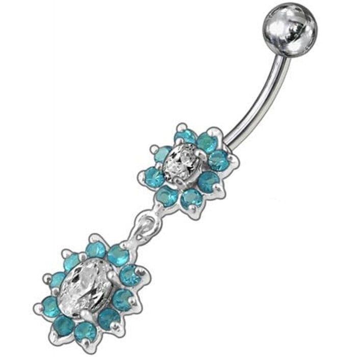 Fancy Double Flowered  Dangling Navel Ring