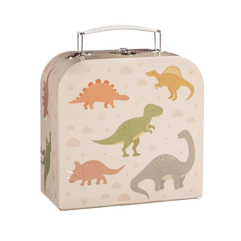 Dinosaur Tea Set for Kids - Tray, Teapot, Plates, Teacups - Tin, Earthy Greens - Not for Hot/Cold Drinks - Ages 3+ - D17.5xH9.5xW17cm