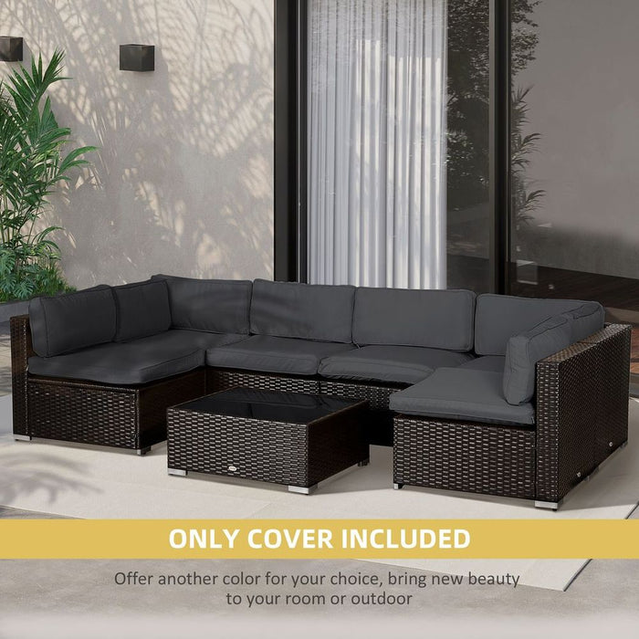 Premium Grey Rattan Sofa Set Cover - Cushion Replacement - Durable Polyester - Machine Washable