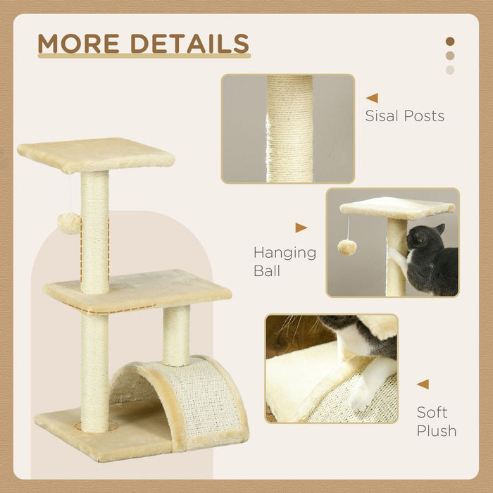 Premium 72cm Cat Tree Climbing Tower - Sisal Scratching Post - Cream White