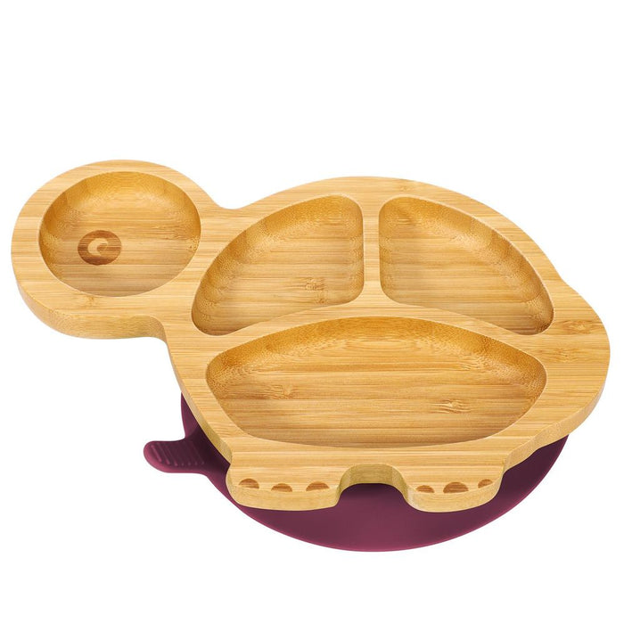 VINSANI BAMBOO TURTLE PLATE SET: Non-Slip Suction Base | BPA-Free Silicone | Eco-Friendly & Easy to Clean