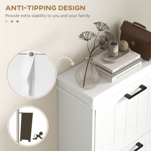HOMCOM Slim Shoe Storage Cabinet with 3 Flip Drawers for Entryway, White