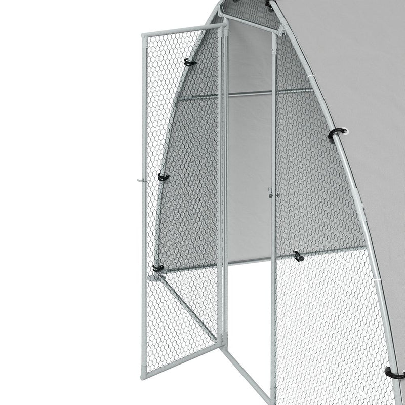 PawHut Walk-In Chicken Run w/ Cover, 4-6 Chickens, 3x1.9x2.2m