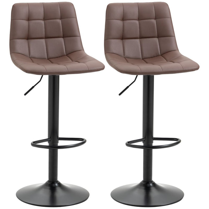 Premium Brown Adjustable Stools: Swivel & Footrest, Set of 2 - High-Quality Pub Home Furnishings