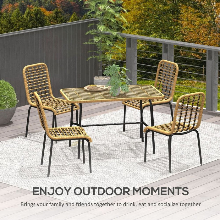 High-Quality Outsunny 4-Seater Rattan Garden Furniture Set - Tempered Glass Tabletop, Durable & Stylish - Buy with Confidence!