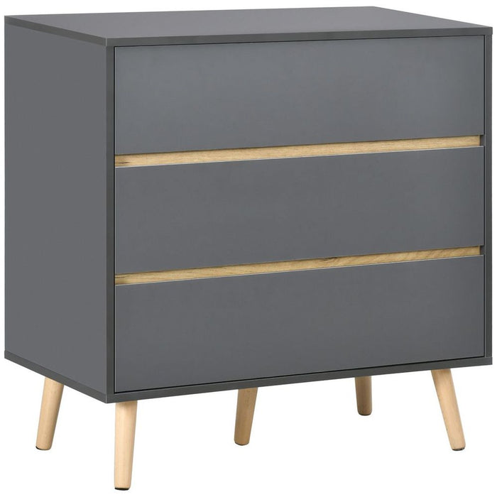 High-Quality Dark Grey 3-Drawer Storage Cabinet - Perfect for Organizing Bedroom Essentials