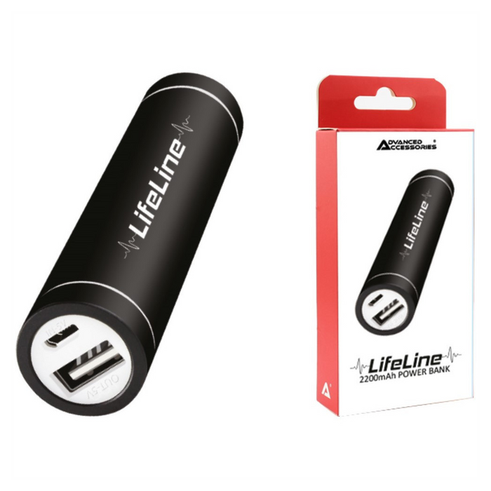 AA LifeLine 2200-X Power Bank - Black; USB-C/MicroUSB; Emergency Charger for Mobile Phones