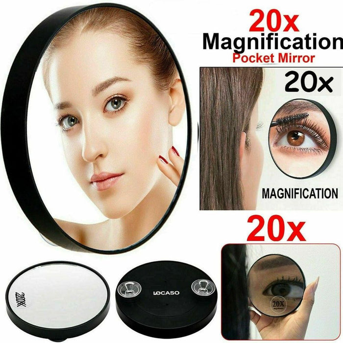 Crystal Clear 20X Magnifying Mirror | Makeup Cosmetic & Eye Makeup | Travel Size Suction Mirror | Professional Quality