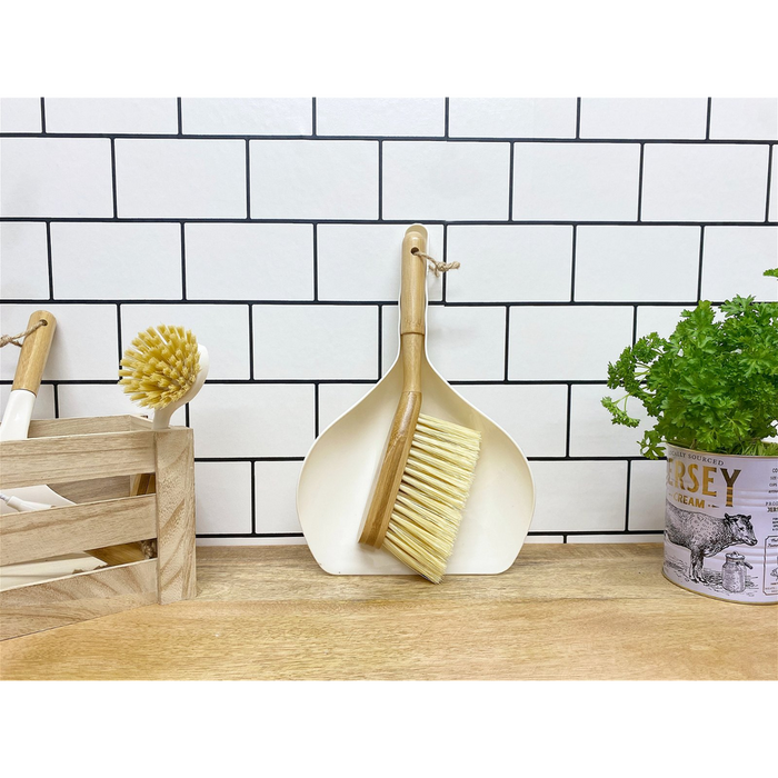 Durable Dustpan & Bamboo Brush Set