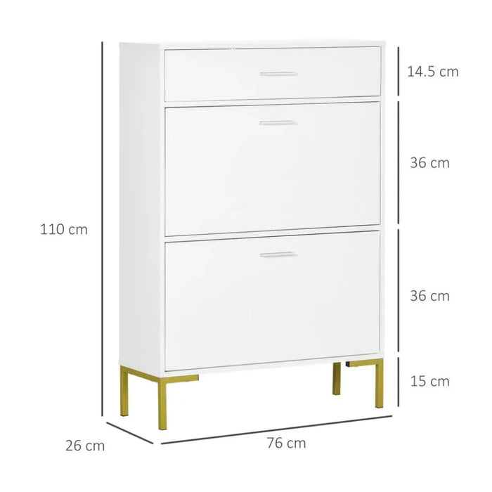 Modern Shoe Cupboard for Hallway w/ Flip Drawers 12 Pair Shoe Storage Organizer