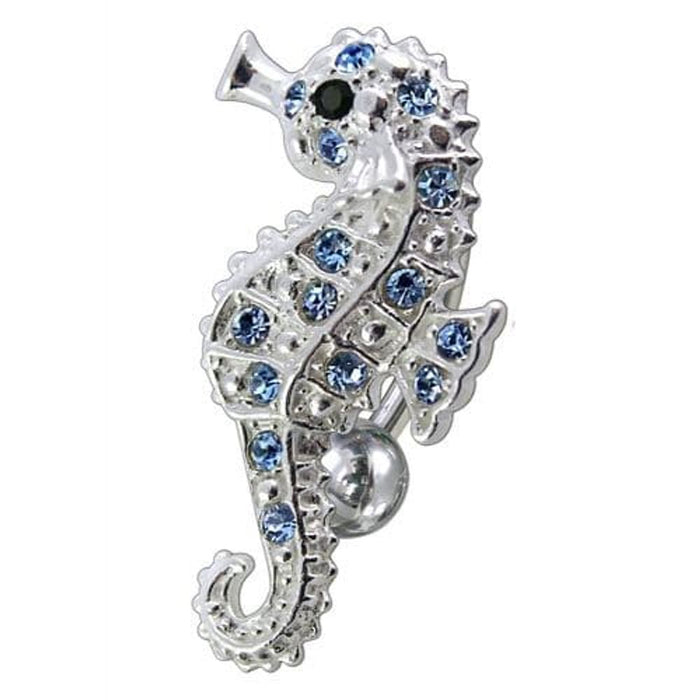 Fancy Jeweled Sea Horse Reverse Dangling Belly Ring