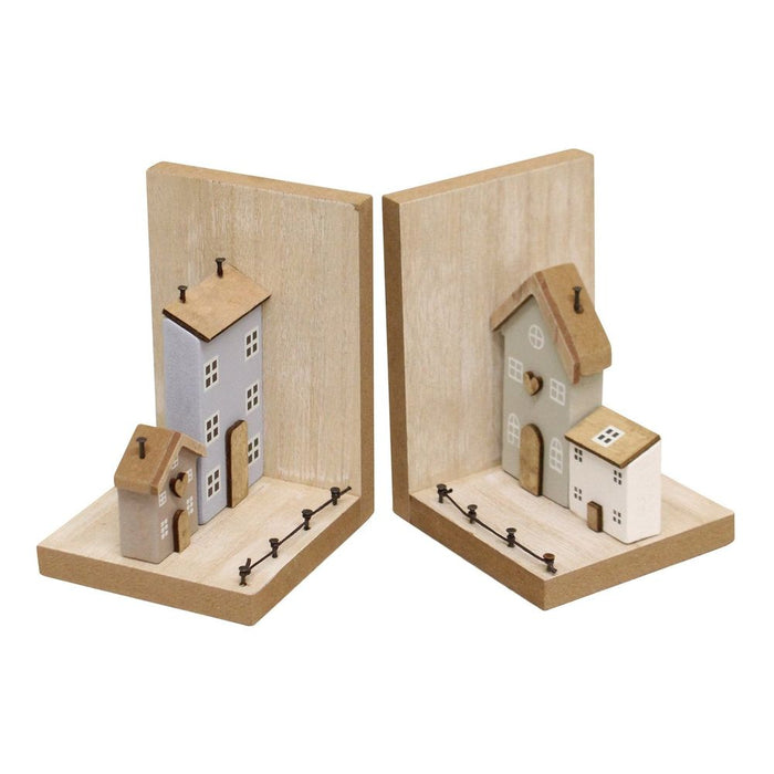 Premium Wooden Bookends - Charming House Design - High-Quality - Limited Stock