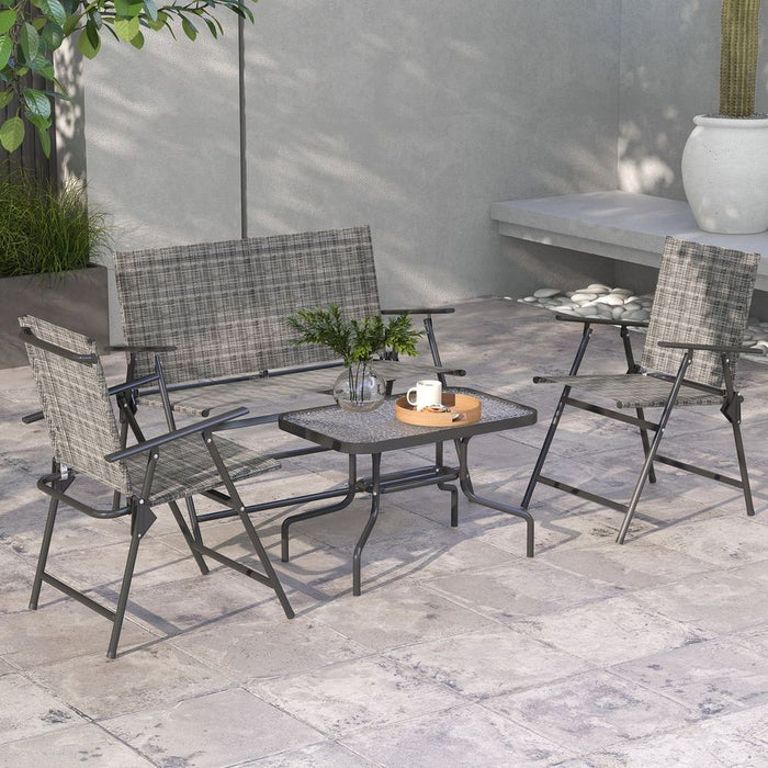 Outsunny Patio Furniture Set - Table, Foldable Chairs, Loveseat - Premium Quality, Stylish Design!