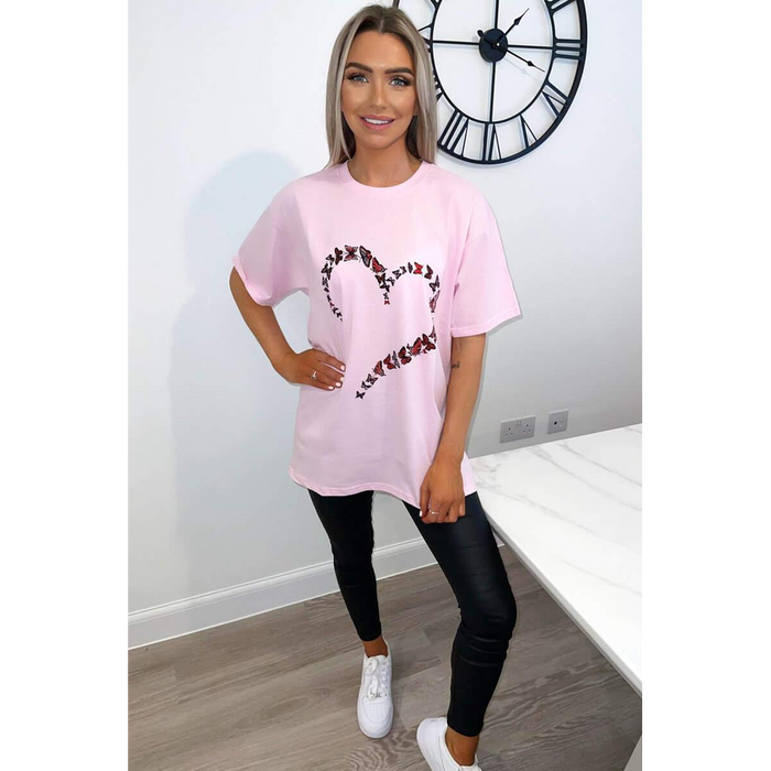 LADIES PRINTED HEART SHIRT TOP