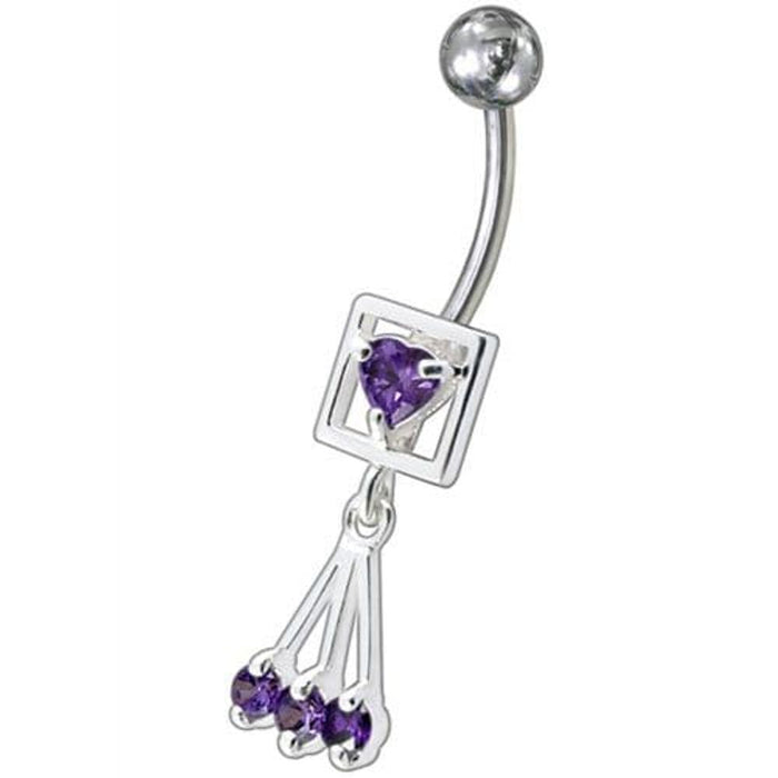 Fancy Centered In Box Jeweled Dangling Belly Ring