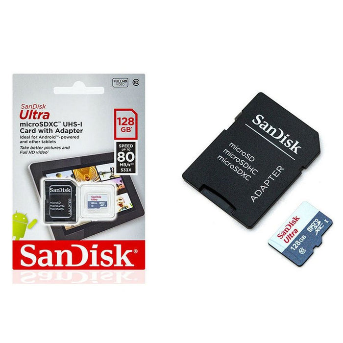 SanDisk Ultra 128 GB - microSDXC Card: Class 10, Fast Transfer, Waterproof, Shockproof