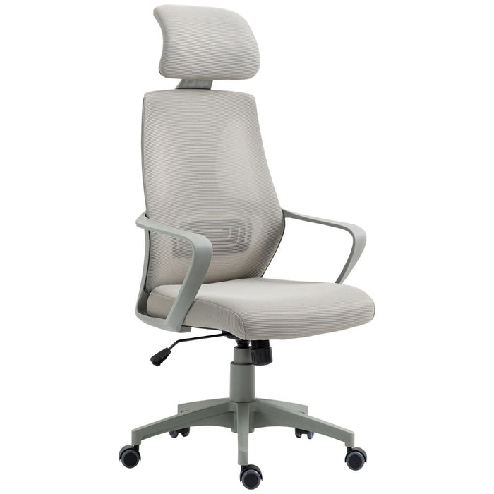 Vinsetto Ergonomic Office Chair, High Back Computer Chair, Mesh Desk Chair with Lumbar Support, Headrest, Wheel, Adjustable Height, Grey