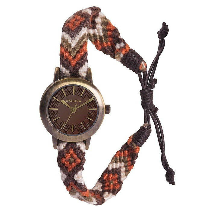 High-Quality Kahuna Ladies Brown Dial Friendship Watch - CLEARANCE! Limited stock, needs re-battery. Fabric strap. KLF-0022L