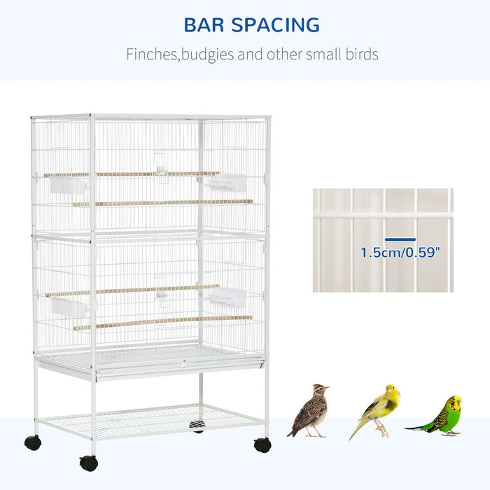 Premium Large Bird Cage with Stand - Finch Canaries Parrot - High Quality - White