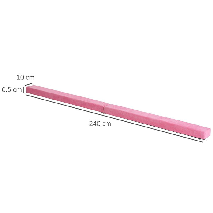 HOMCOM Balance Beam Trainer: Foldable, Pink Suede Gymnastics Equipment for Home. High-quality, versatile, and safe.