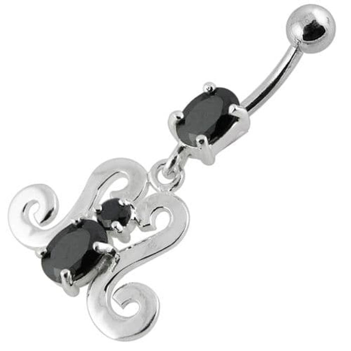 Fancy Dangling Belly Ring With SS Curved Bar