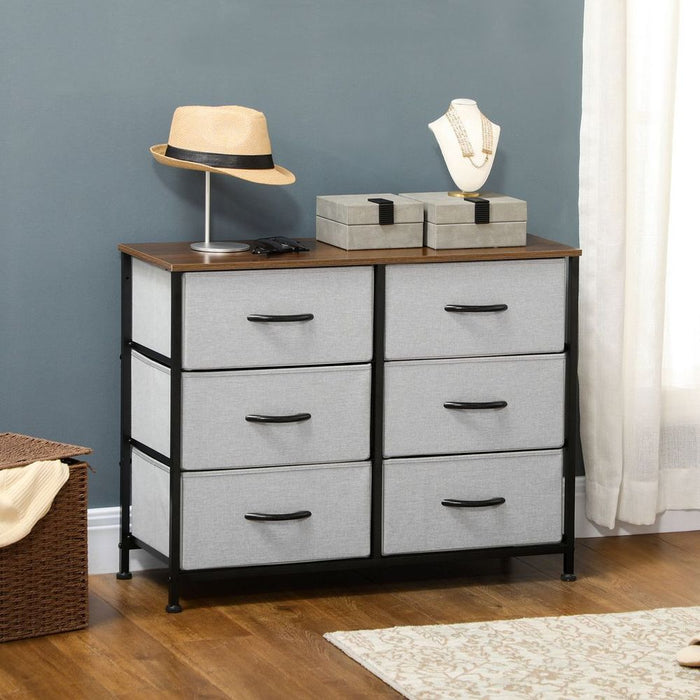 HOMCOM 6 Drawer Fabric Chest of Drawers - High Quality and Stylish Storage Solution for Home and Office