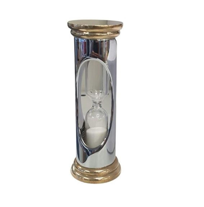 Classic Vintage Mini Sand Timer Clock, Two Tone Plated, Solid Brass - High Quality (CLEARANCE)