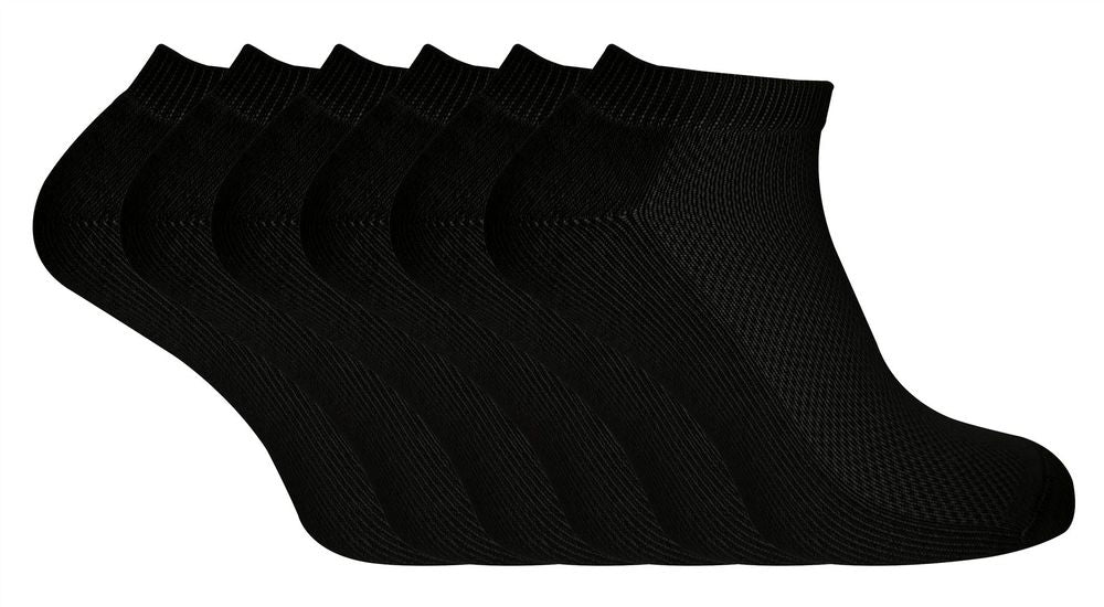 Premium Bamboo Ankle Socks - 6 Pairs - Moisture-Wicking, Breathable, Soft - Black & White - Sizes 6-14 UK