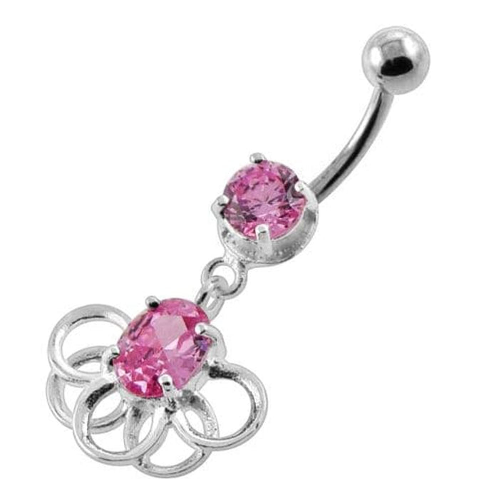 Rings around the Round Stone Navel Belly Button Piercing