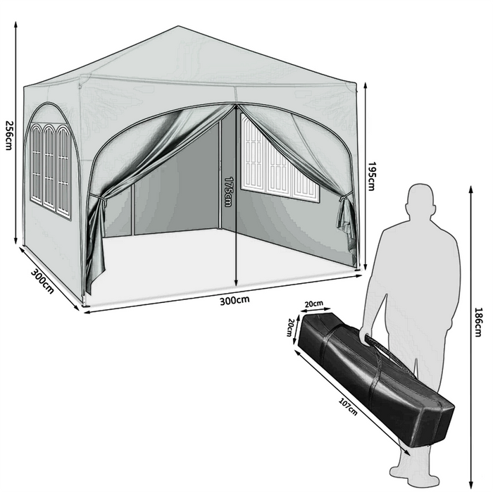 Party Tent | WOLTU folding Garden gazebo | Waterproof | Blue 3x3 m