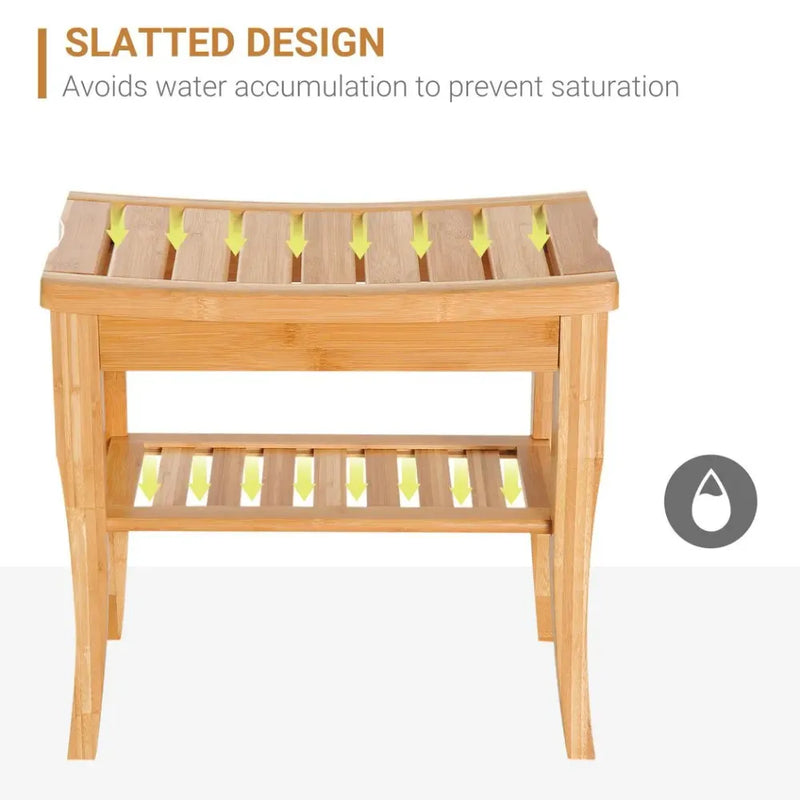 Premium 2-Tier Shower Bench w/ Storage | Safe & Comfortable Seat | Durable & Waterproof | Easy Assembly