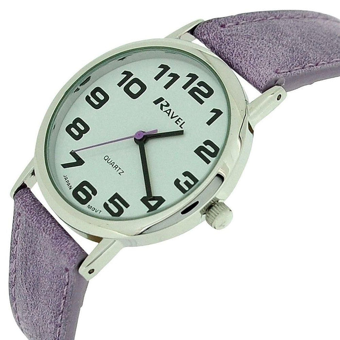 Ravel Unisex Classic Big Dial Purple Leather Strap Watch R0105.13.17A