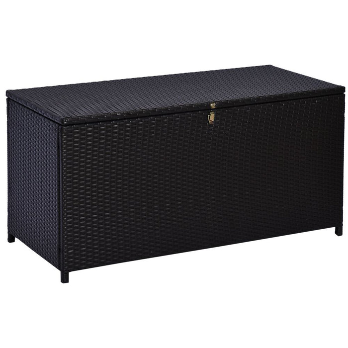 Outsunny Rattan Storage Box Outdoor Indoor Wicker Cabinet Chest Garden Furniture 118 x 54 x 59cm - Dark Brown