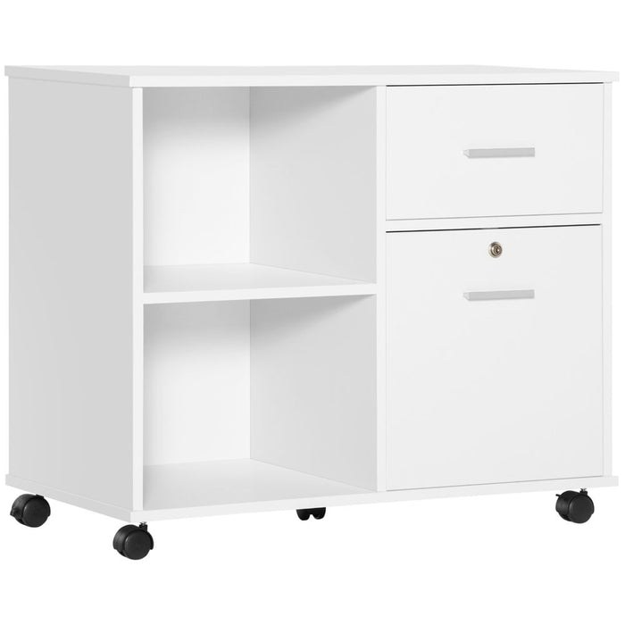 Filing Cabinet Mobile Printer Stand  Drawer for A4 Size Files, White Vinsetto