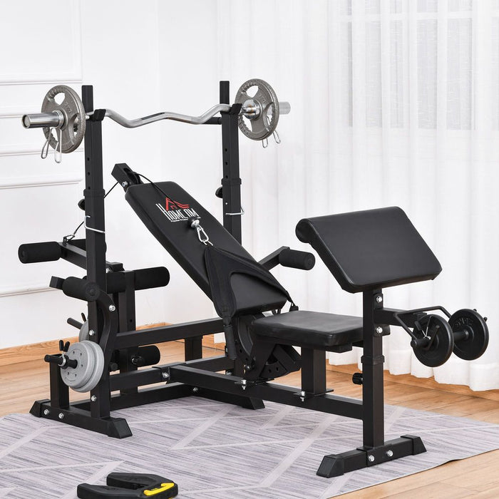 HOMCOM Multi-Exercise Weight Bench: Full-Body + Bench Press + Leg Extension