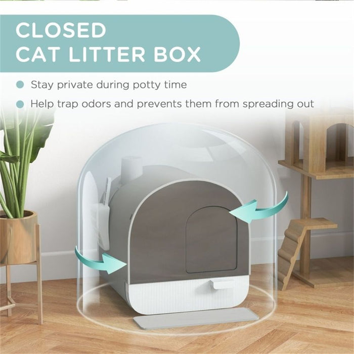 Fully Enclosed Cat Litter Box/Cat Litter Box - Light Grey 17" L x 17.25" W x 18.5" H