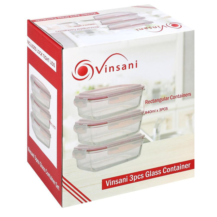 Vinsani 3pcs Boro Set 1010317: High-Quality Meal Prep & Leftover Storage Solution