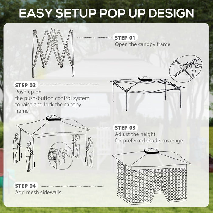 Outsunny Garden Folding Tent Heavy Duty Pop Up Gazebo for Party - Light Grey