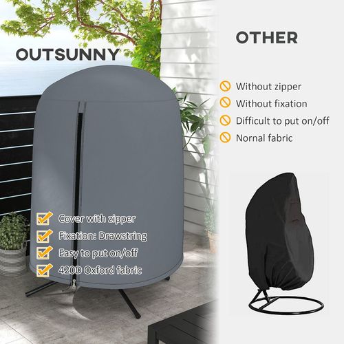 Outsunny Hanging Egg Chair Cover Garden Swing Chair Cover Waterproof, Grey