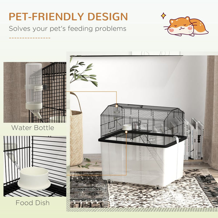 Premium 2-Tier Hamster Cage w/ Food Dish & Ramp - Spacious & Stylish Home for Your Small Pets