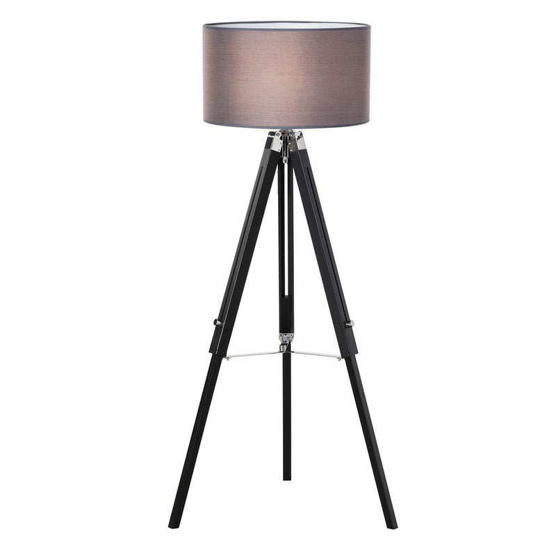 HOMCOM Modern Tripod Floor Lamps for Living Room with Fabric Lampshade, Standing Lamp for Bedroom, (Bulb not Included), Grey and Black