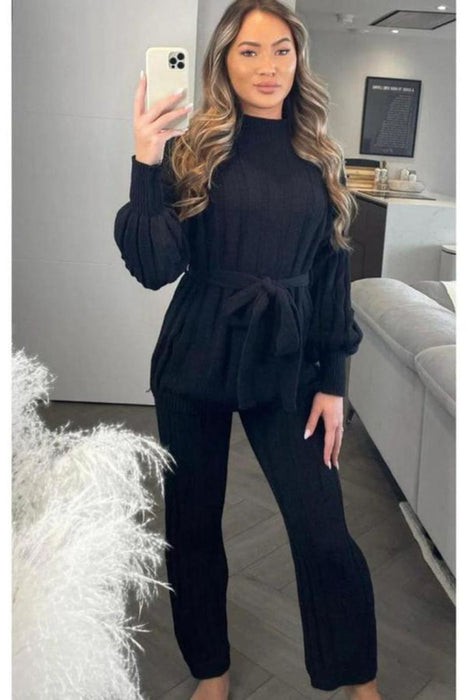 Polo Neck Belted Jumpsuit