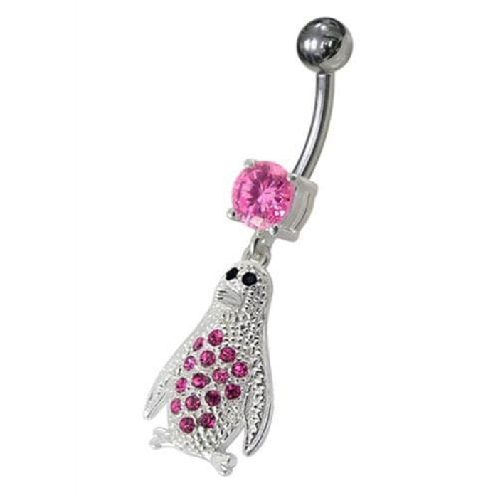 Jeweled Penguin Dangling Belly Ring