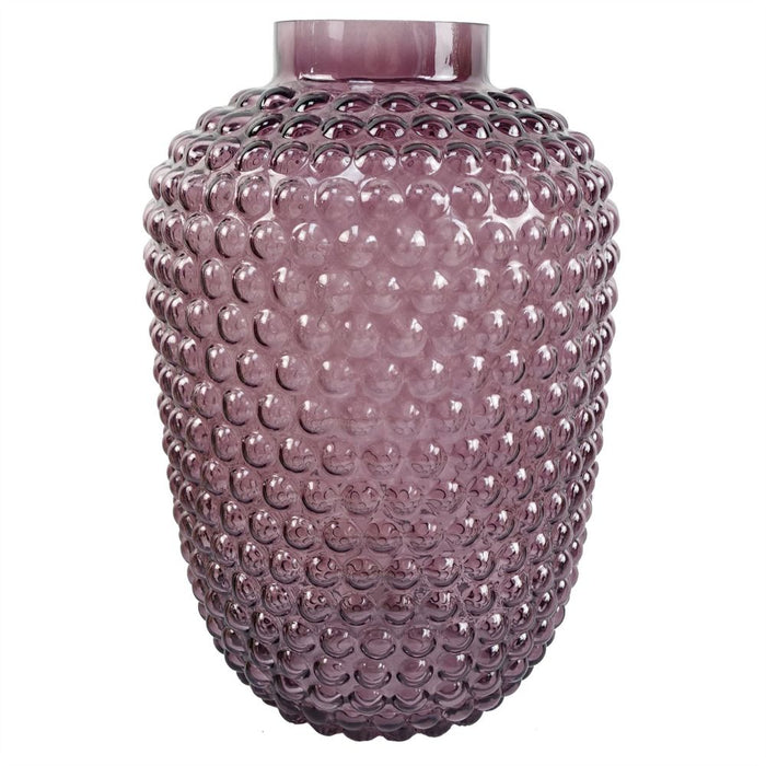 Premium Mulberry Purple Bubble Glass Vase - 30cm Luxury Décor Accent