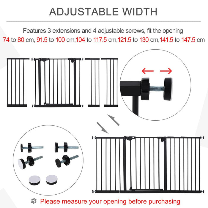 Premium Pet Gate 3 Extensions & Adjustable Screws - Pawhut - Safe & Easy Assembly